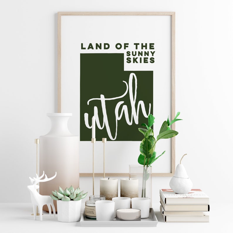 Utah wall art Utah art print Utah state art Utah print Etsy