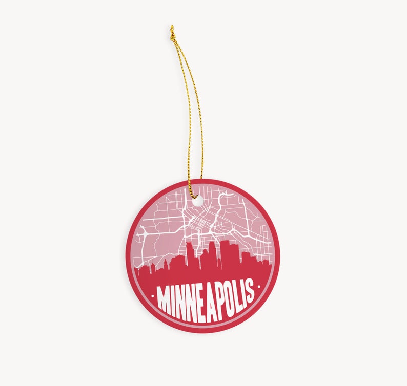 Minnesota Map Gifts Minneapolis Skyline Ornament and St Paul Christmas