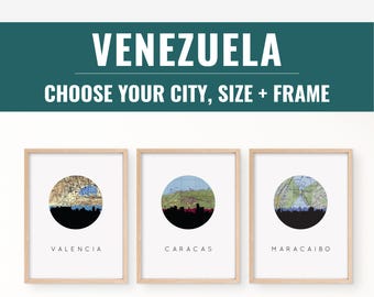 Venezuela City Map Art Print: Modern Home Decor