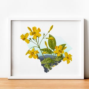 South Carolina State Wandkunst | Botanische Blumen Poster | Einzigartiges Südcarolina-Dekor für Ihren Raum