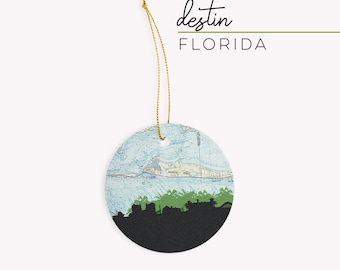 Destin Florida ornament, Destin Christmas ornament, Destin Florida home gift, Destin beach souvenir, Florida artists, Florida map gifts