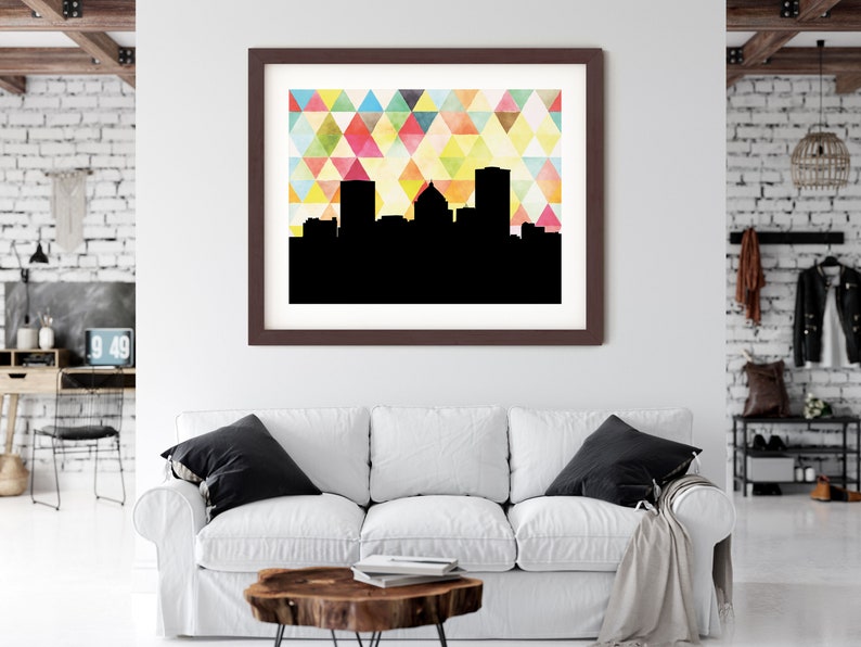 Rochester NY skyline print Rochester NY wall art Rochester Etsy
