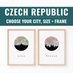 Czech art print, Czech Republic wall art, Prague print, framed prints modern, travel poster framed, Czech gifts, Prague decor