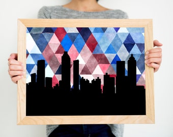 Atlanta GA skyline print, geometric triangle atlanta art, atlanta print, atlanta, georgia print, georgia decor, atlanta geometric art