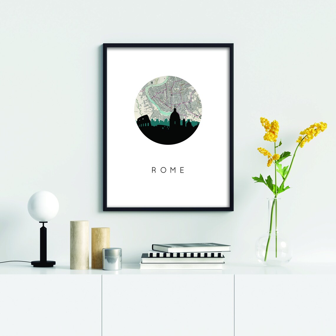 Rome Print Rome Map Art Rome Wall Art Rome Poster Italy Etsy