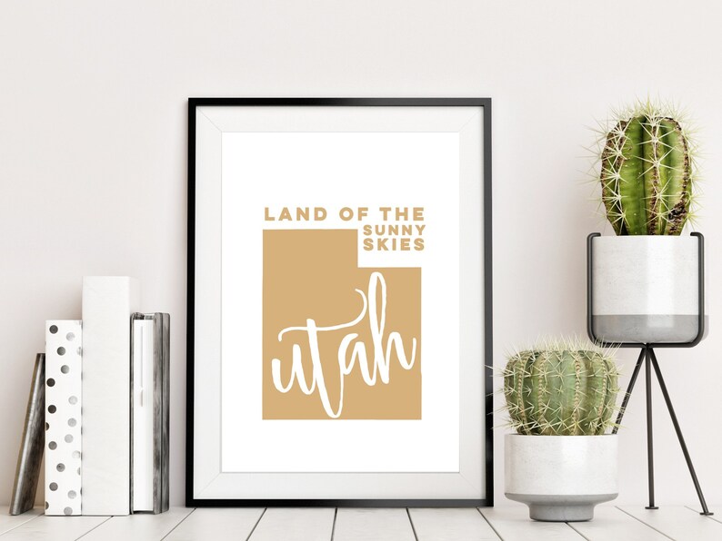 Utah wall art Utah art print Utah state art Utah print Etsy