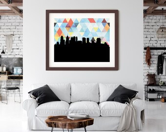 Impresión artística de Filadelfia, arte de pared con el horizonte de Filadelfia, impresión del horizonte de Filadelfia, arte del horizonte de Filadelfia, arte de pared de Filadelfia
