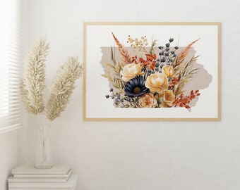 Bloemenkunstdruk Iowa State: woondecoratie herfst midwest