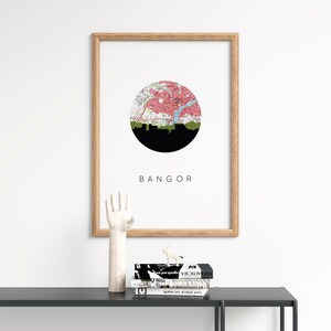 Bangor Maine gifts, Bangor Maine wall art, Maine decor, Maine wall sign, Maine wedding gift, Maine poster, New England landscape, Maine art
