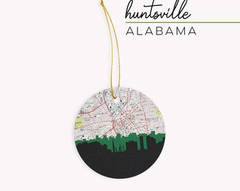 Huntsville Alabama Christmas ornament, Huntsville ornament, Huntsville gifts, Huntsville Alabama gifts, gift for him, Huntsville map gift