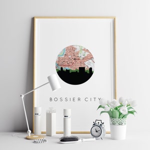 Bossier City Louisiana art, Louisiana home decor, Louisiana map art, Louisiana decor, Louisiana themed gifts, Louisiana wall art, LA print