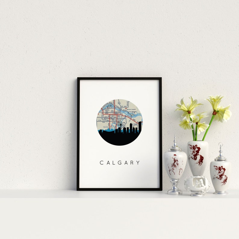 Calgary Skyline Wall Art Calgary Poster Canada Wall Art Etsy