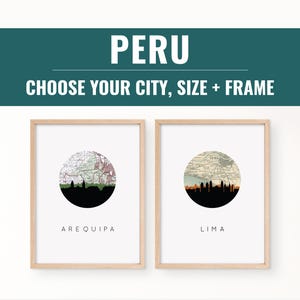 Stampa artistica di souvenir peruviani - Mappa di Lima, stampa di Machu Picchu e Arequipa, decorazioni da viaggio, poster peruviano, regali unici, arte murale