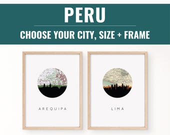 Peru City Map Art Print: Lima, Machu Picchu, Arequipa