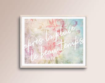 Impresión de archivo con cita en francés, obra de arte inspiradora en pasteles suaves, regalo perfecto para los amantes del estilo cottagecore y la decoración del hogar