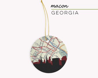 Macon Georgia Christmas ornament, Macon GA map ornament, Macon map, Macon Georgia map ornament, Macon Georgia gifts, Georgia Christmas gifts