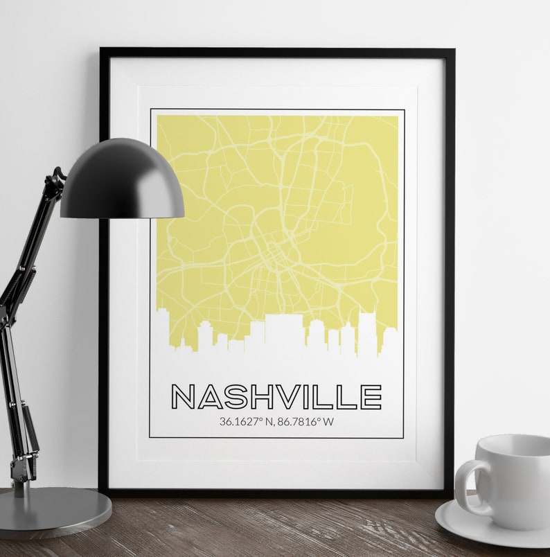 Nashville Wall Art With the Nashville Skyline and a Nashville Etsy