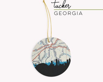 Tucker Georgia Christmas ornament, Atlanta neighborhood gifts, Tucker GA map ornament,Tucker map,Tucker Georgia map ornament,Tucker GA gifts