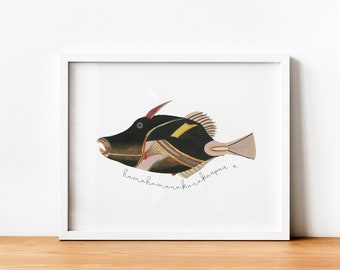 Hawaii state fish, fish gifts for men, Father's Day, fisherman gift, fish wall art, nautical decor, fish decor, Humuhumunukunukuapua'a art