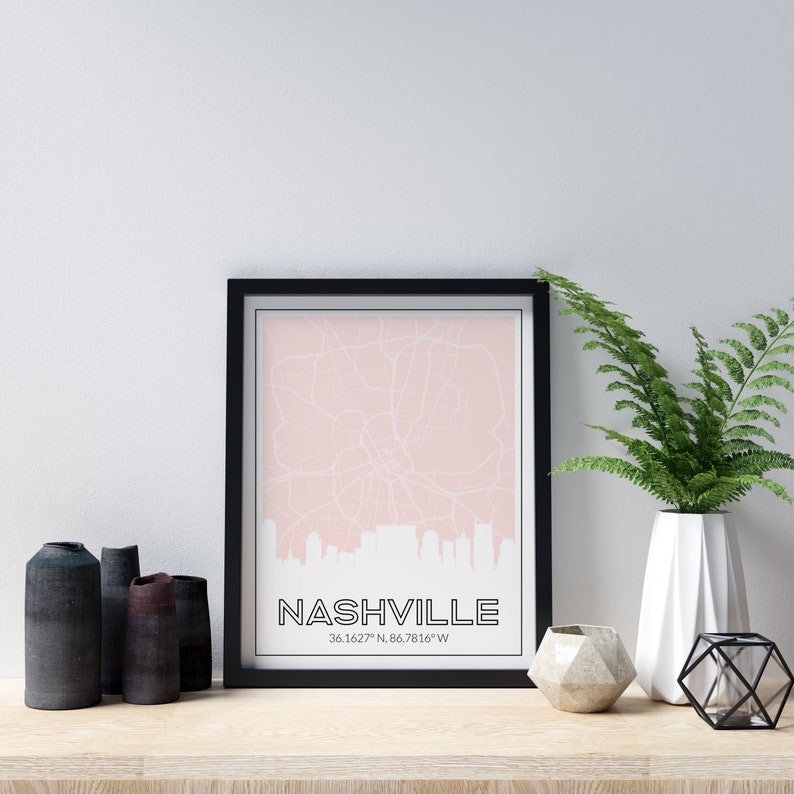 Nashville Wall Art With the Nashville Skyline and a Nashville Etsy