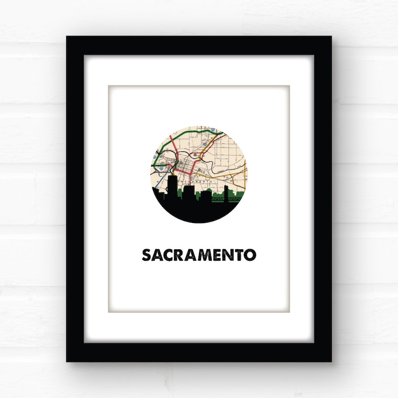 Sacramento map print Sacramento California wall art Etsy