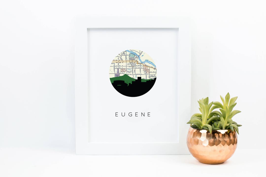 Eugene Oregon Map Art Eugene Map Print Eugene Oregon Gifts Etsy