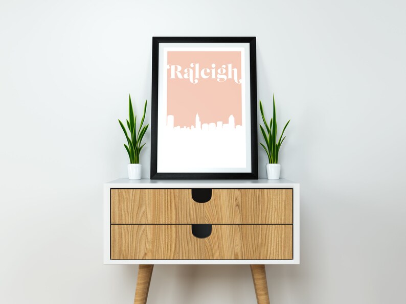 Raleigh NC Wall Art Raleigh Skyline Art Print Raleigh North Etsy