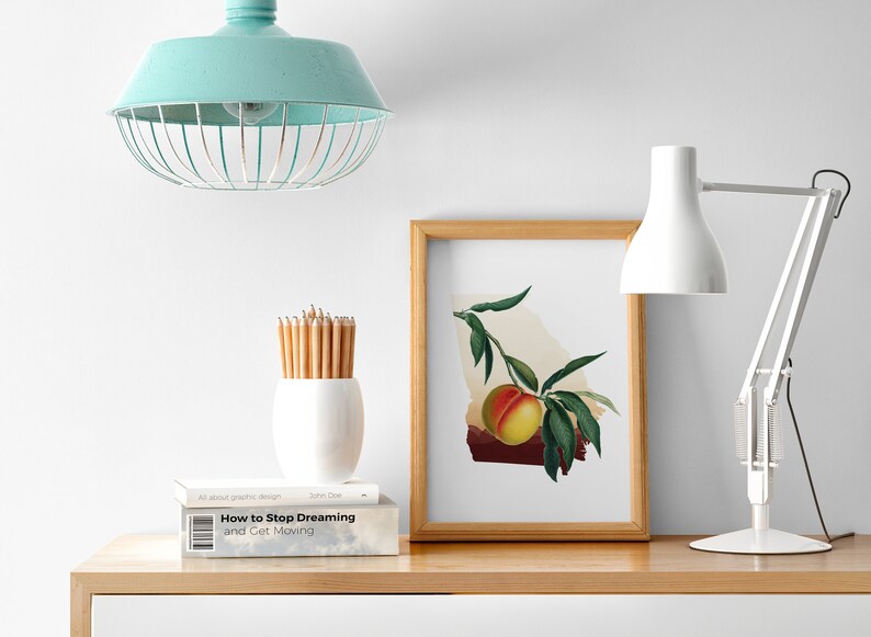 Georgia peach art, state of Georgia peach tree, fruit trees art print, Georgia southern decor, botanical illustration, minimalist artwork image 7