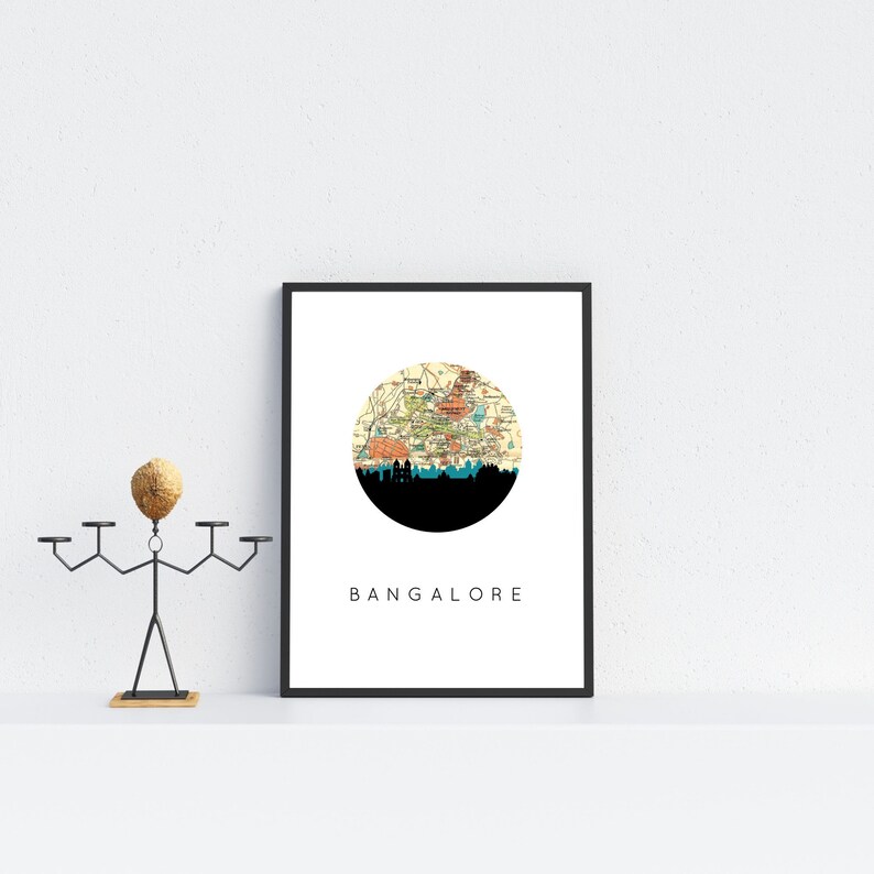 Bangalore map Bangalore wall art Bangalore poster Bangalore Etsy