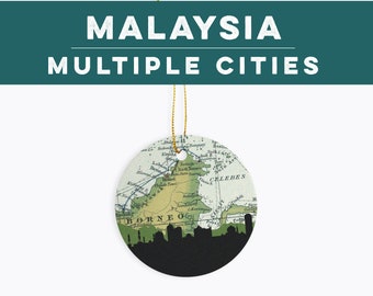 Malaysia map Christmas ornament, Kuala Lumpur map gifts, Asian Christmas tree ornaments, Langkawi Malaysia gifts, Kota Kinabalu Malaysia