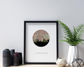 London Map Art, Skyline Print on Archival Fine Art Paper
