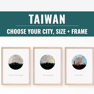 Taiwan Souvenirs | Framed Taiwan Travel Poster, Taipei Print & Kaohsiung Decor, Taichung Wall Art, Unique Gift Idea