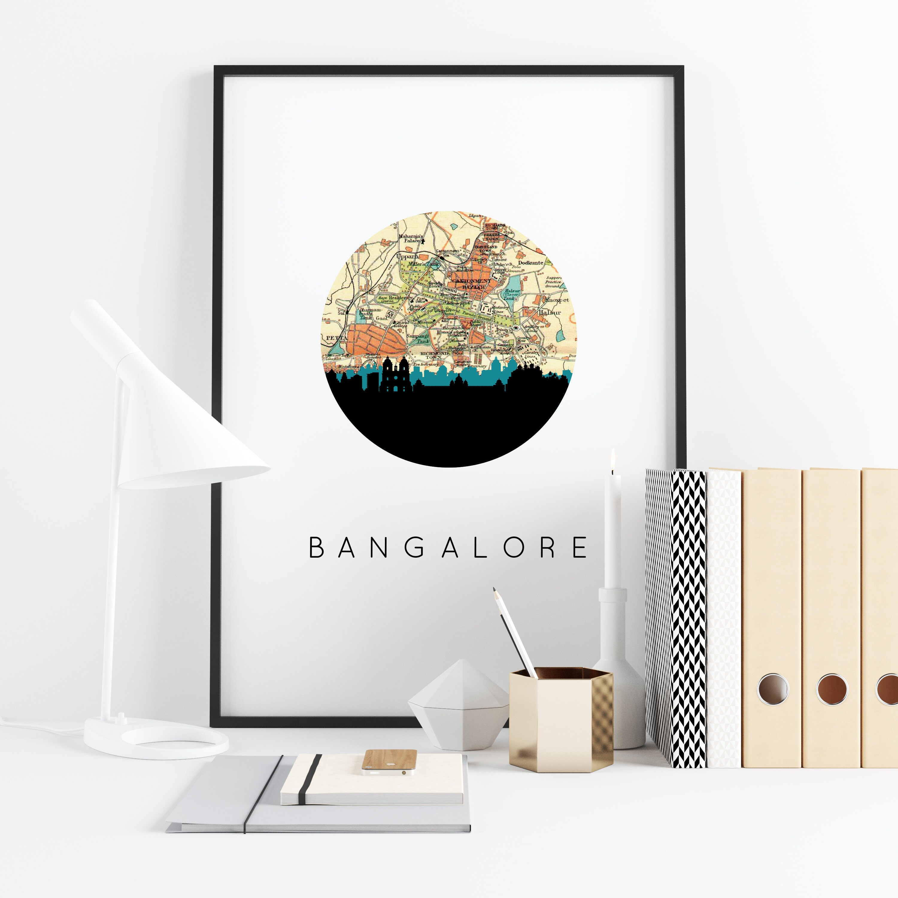 Bangalore map Bangalore wall art Bangalore poster Bangalore Etsy