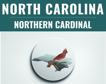 North Carolina Cardinal Coaster Set: Eco-Friendly Birdwatcher Gift