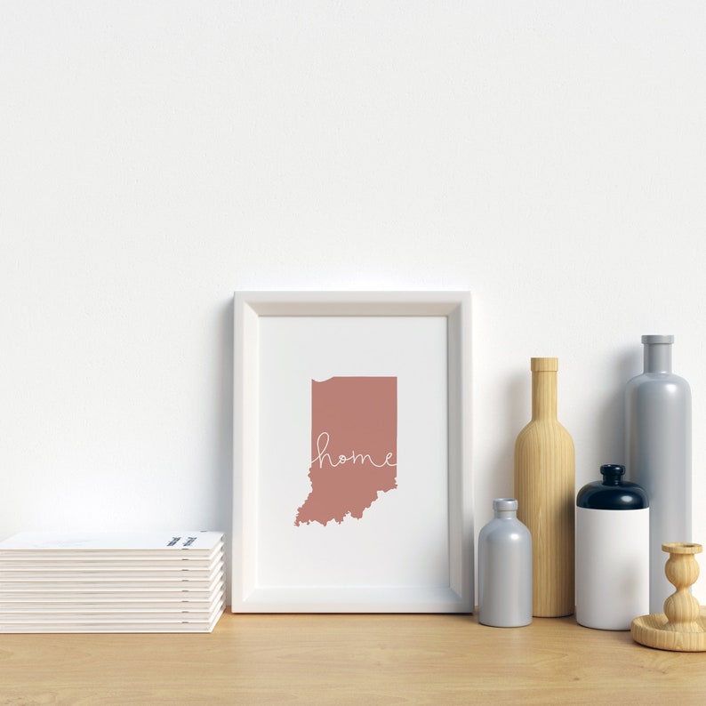 Indiana Home Sweet Home Sign State Sign Home State Wall Art Etsy