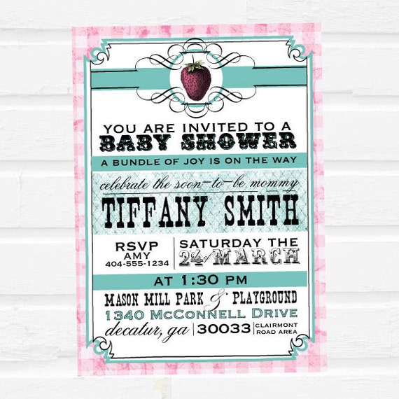 Items similar to Baby girl picnicthemed baby shower invitation