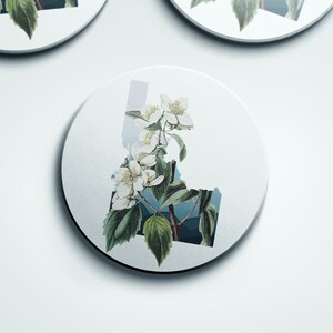 Idaho State Flower Coaster Set | Idaho Syringa Gifts | 2 or 4 Coasters for Unique Bar & Home Decor