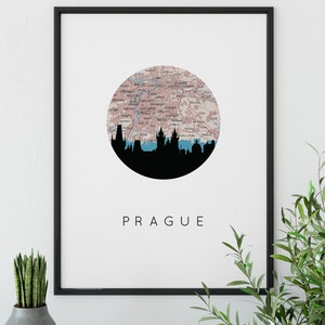 Prague poster, Prague art, Prague map art, Prague print, Prague wall art, Czech Republic map, Czech Republic art, gifts for travelers image 1