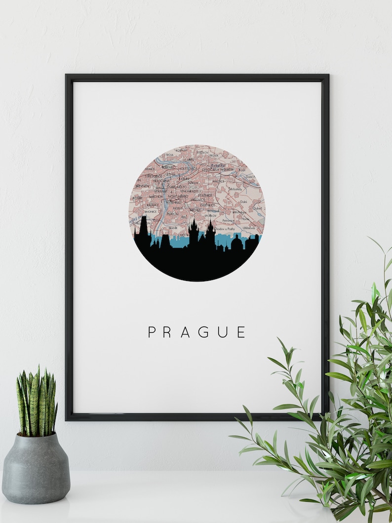 Prague poster, Prague art, Prague map art, Prague print, Prague wall art, Czech Republic map, Czech Republic art, gifts for travelers image 1