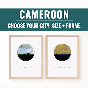 Cameroon art print, Douala Cameroon decor, Yaounde Cameroon poster, Africa travel poster, Africa home decor, framed wall art