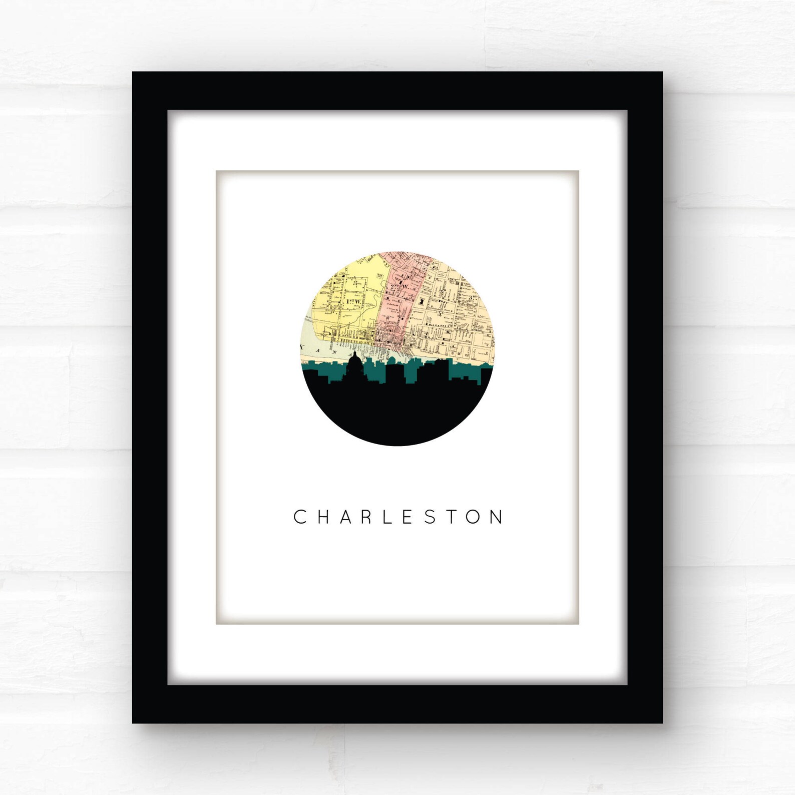 Charleston WV Map Art Charleston WV Art Print Charleston Map Etsy