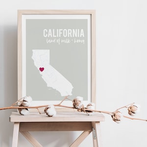 custom California art | personalized state map art | California print | California map | custom state print