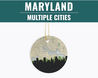 Maryland ornament, Maryland gifts, Baltimore map ornament, Annapolis Maryland, MD gift, Christmas ornaments new home gifts, Maryland home