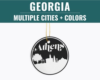 Georgia city Christmas ornament in multiple cities and colors | choose your city and color