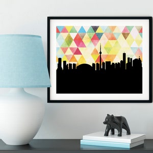 Toronto Skyline Watercolor Art Print: Geometric Cityscape