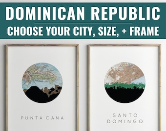 Dominican Republic Map Art Print | Santo Domingo & Punta Cana Poster