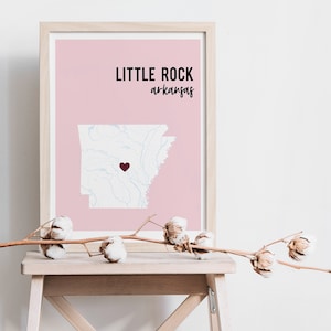 Arkansas wall art, framed Arkansas print, personalized state home decor, state silhouette art, family name sign, Arkansas decor