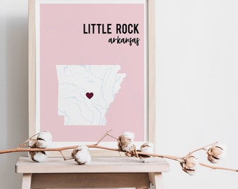 Kunst aan de muur Arkansas, ingelijste Arkansas-print, gepersonaliseerd staatshuisdecor, staatssilhouetkunst, familienaambord, decor Arkansas