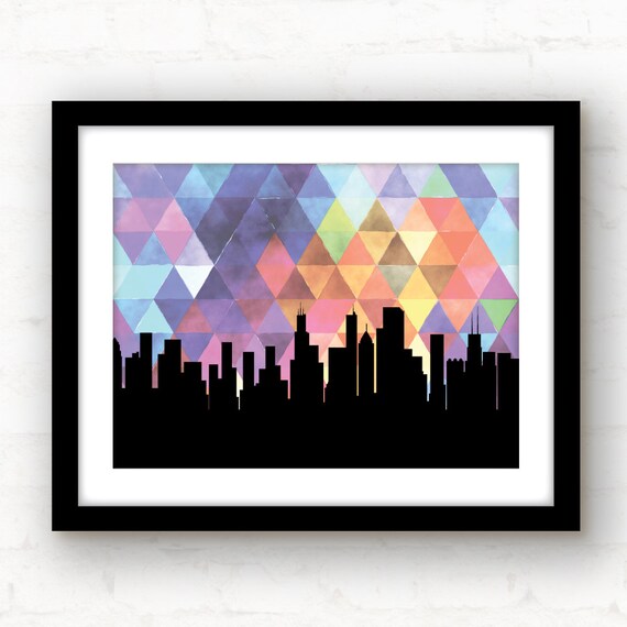 Chicago Skyline Wall Art Geometric Image 0
