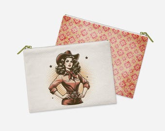 Bolsa vaquera retro: bolsa para accesorios del lejano oeste, 8,5 x 6 pulgadas